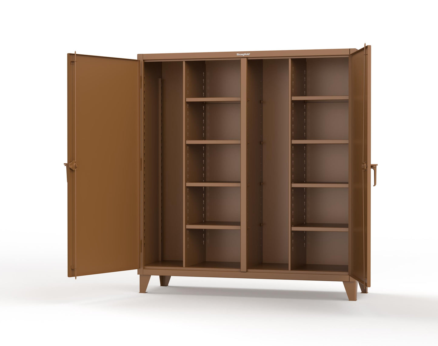 Extreme Duty 12 GA Double Shift Janitorial Cabinet with 8 Shelves - 72 In. W x 24 In. D x 78 In. H - 66-DSBC-248-8008