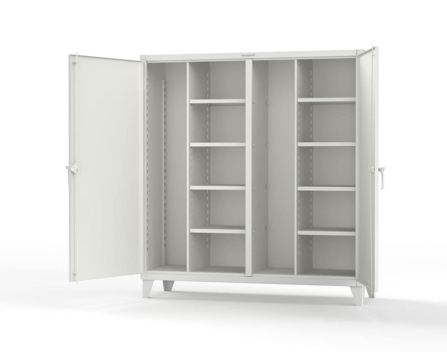 Extreme Duty 12 GA Double Shift Janitorial Cabinet with 8 Shelves - 72 In. W x 24 In. D x 78 In. H - 66-DSBC-248-9003