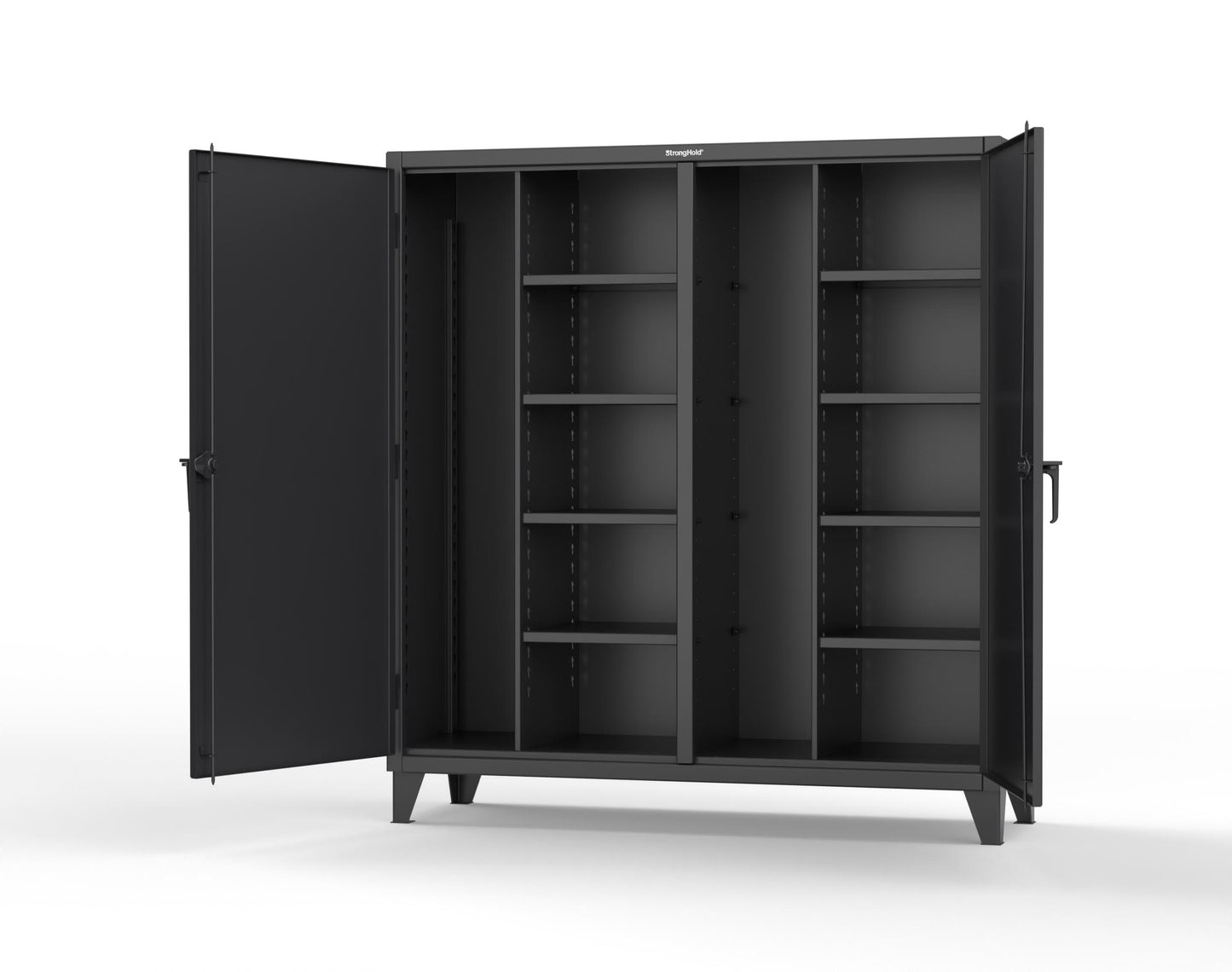 Extreme Duty 12 GA Double Shift Janitorial Cabinet with 8 Shelves - 72 In. W x 24 In. D x 78 In. H - 66-DSBC-248-9005