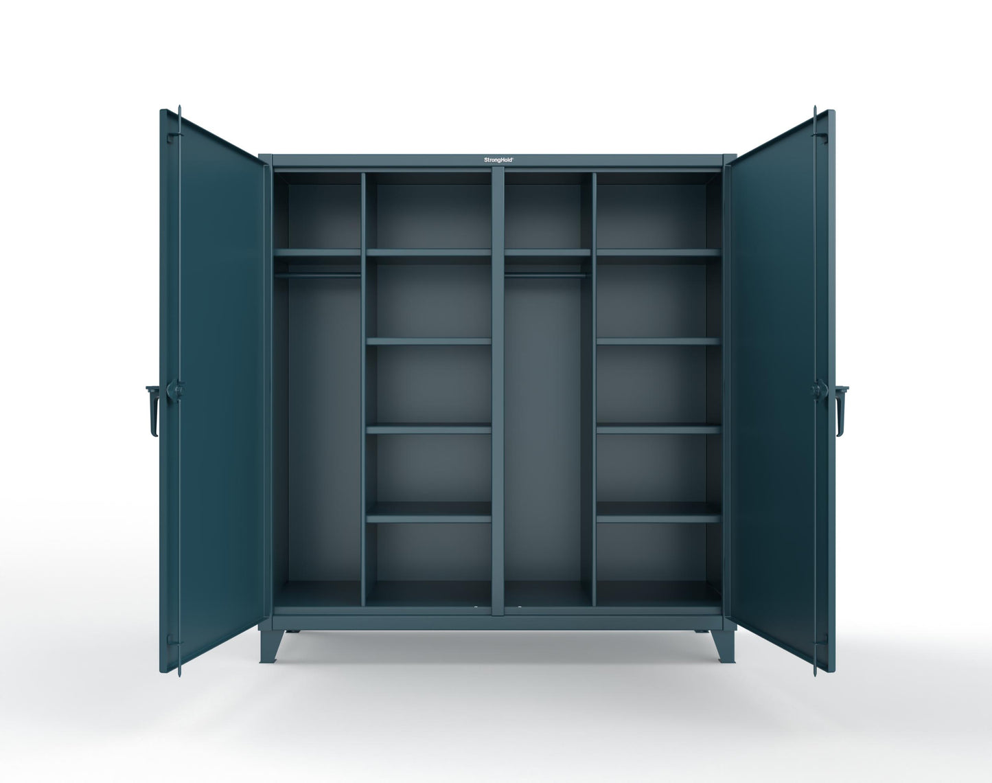 Extreme Duty 12 GA Double Shift Uniform Cabinet with 10 Shelves - 72 In. W x 24 In. D x 78 In. H - 66-DSW-2410-5001