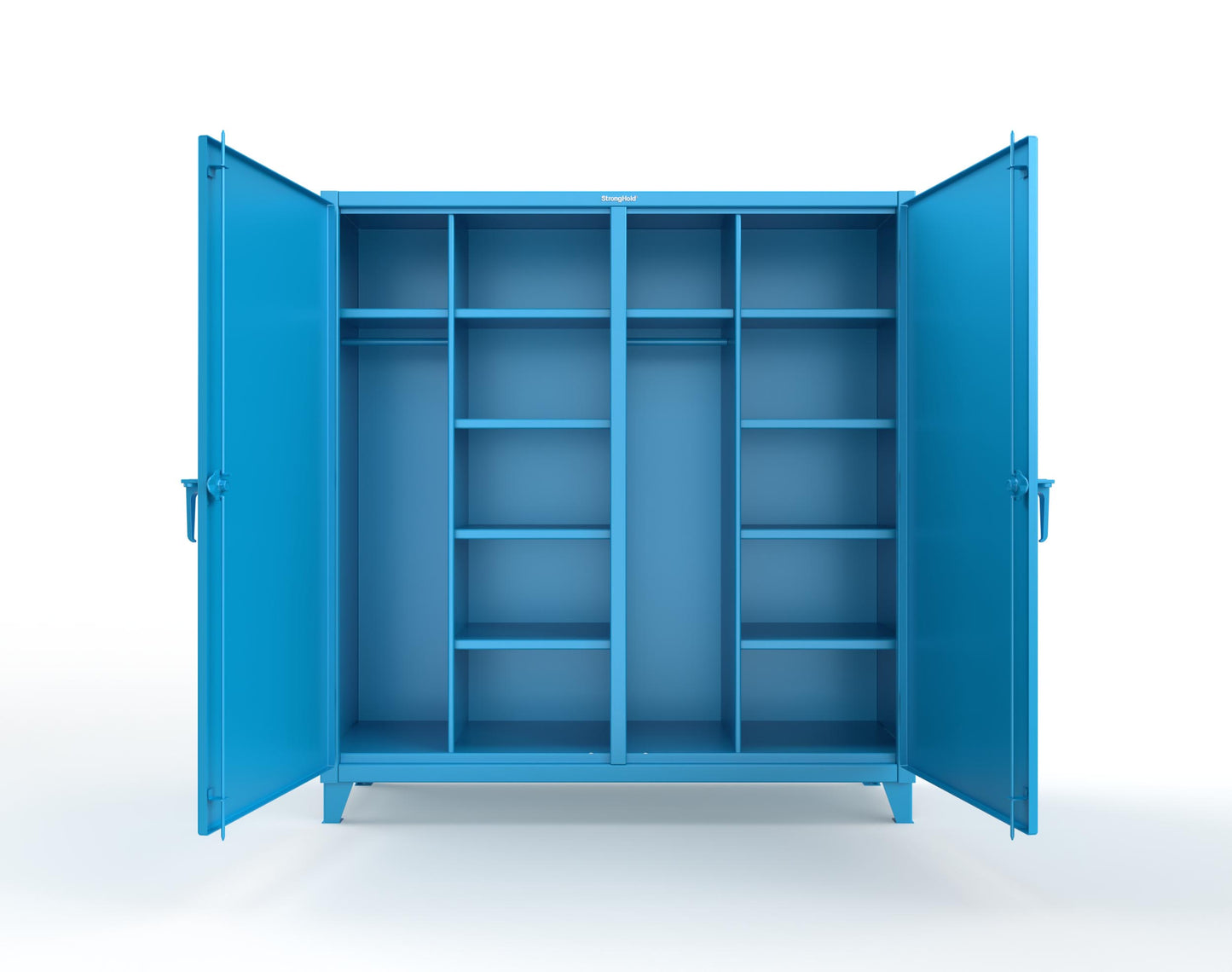 Extreme Duty 12 GA Double Shift Uniform Cabinet with 10 Shelves - 72 In. W x 24 In. D x 78 In. H - 66-DSW-2410-5012