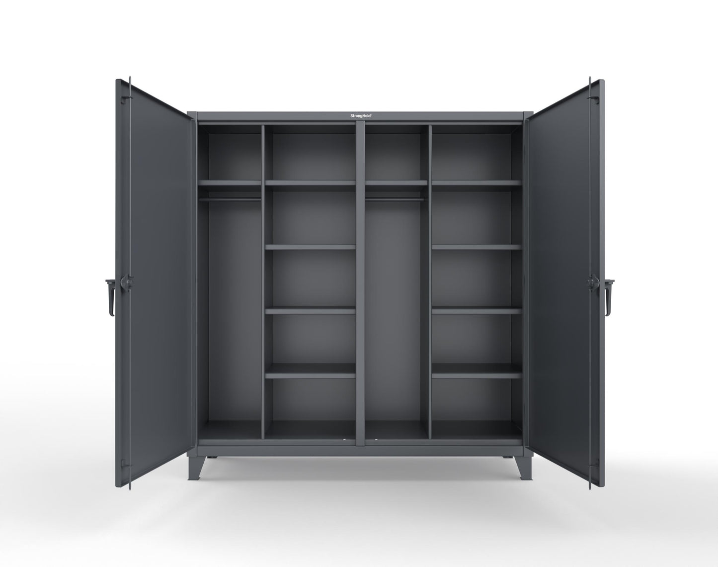 Extreme Duty 12 GA Double Shift Uniform Cabinet with 10 Shelves - 72 In. W x 24 In. D x 78 In. H - 66-DSW-2410-7024