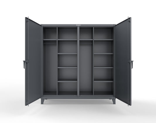 Extreme Duty 12 GA Double Shift Uniform Cabinet with 10 Shelves - 72 In. W x 24 In. D x 78 In. H - 66-DSW-2410-7024
