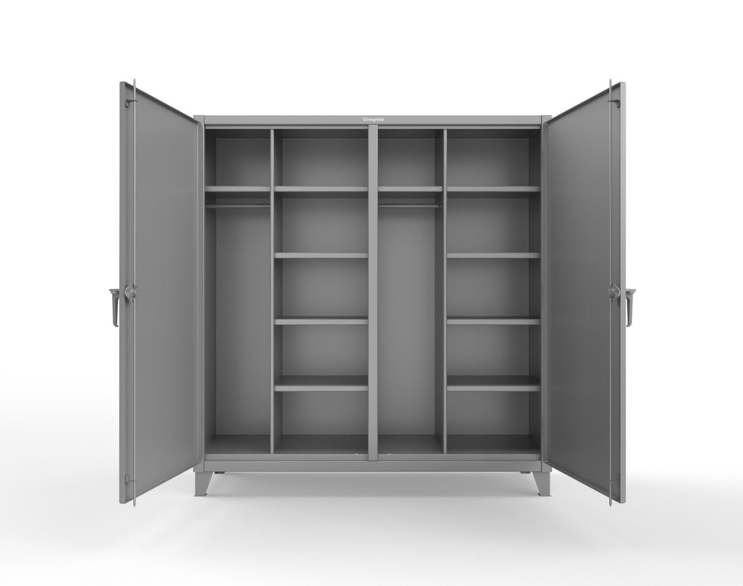 Extreme Duty 12 GA Double Shift Uniform Cabinet with 10 Shelves - 72 In. W x 24 In. D x 78 In. H - 66-DSW-2410-7037