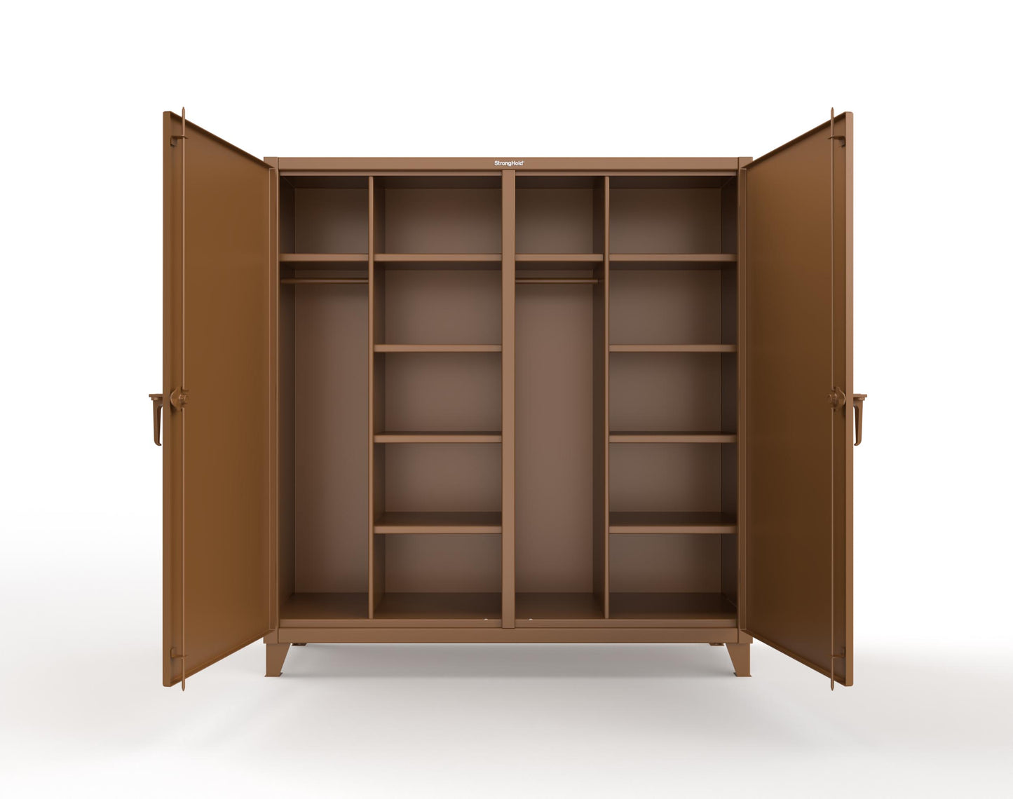 Extreme Duty 12 GA Double Shift Uniform Cabinet with 10 Shelves - 72 In. W x 24 In. D x 78 In. H - 66-DSW-2410-8008