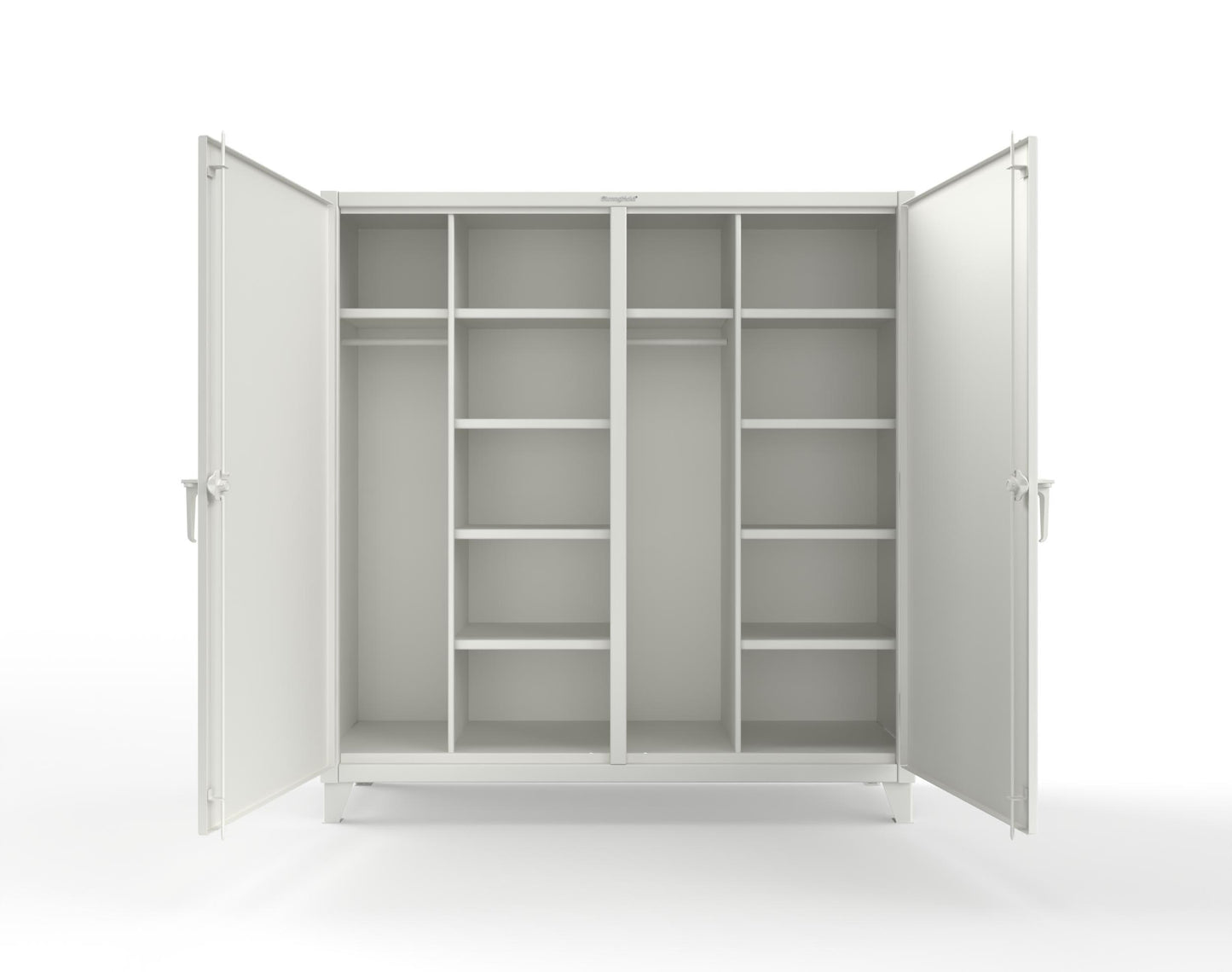 Extreme Duty 12 GA Double Shift Uniform Cabinet with 10 Shelves - 72 In. W x 24 In. D x 78 In. H - 66-DSW-2410-9003