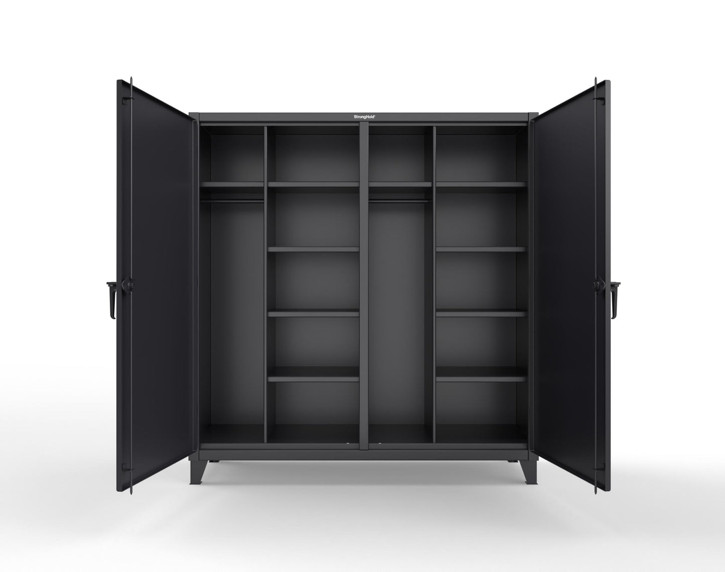 Extreme Duty 12 GA Double Shift Uniform Cabinet with 10 Shelves - 72 In. W x 24 In. D x 78 In. H - 66-DSW-2410-9005
