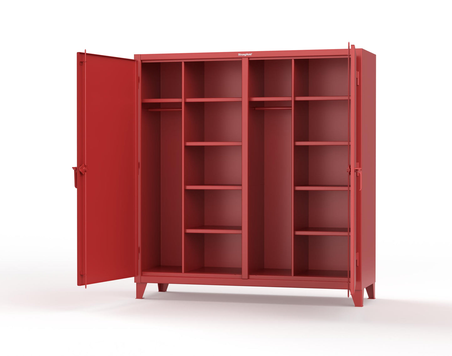 Extreme Duty 12 GA Double Shift Uniform Cabinet with 10 Shelves - 72 In. W x 24 In. D x 78 In. H - 66-DSW-2410-3001