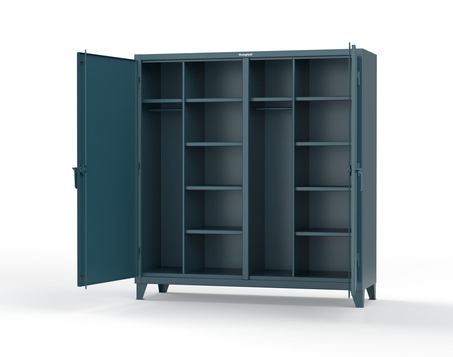 Extreme Duty 12 GA Double Shift Uniform Cabinet with 10 Shelves - 72 In. W x 24 In. D x 78 In. H - 66-DSW-2410-5001