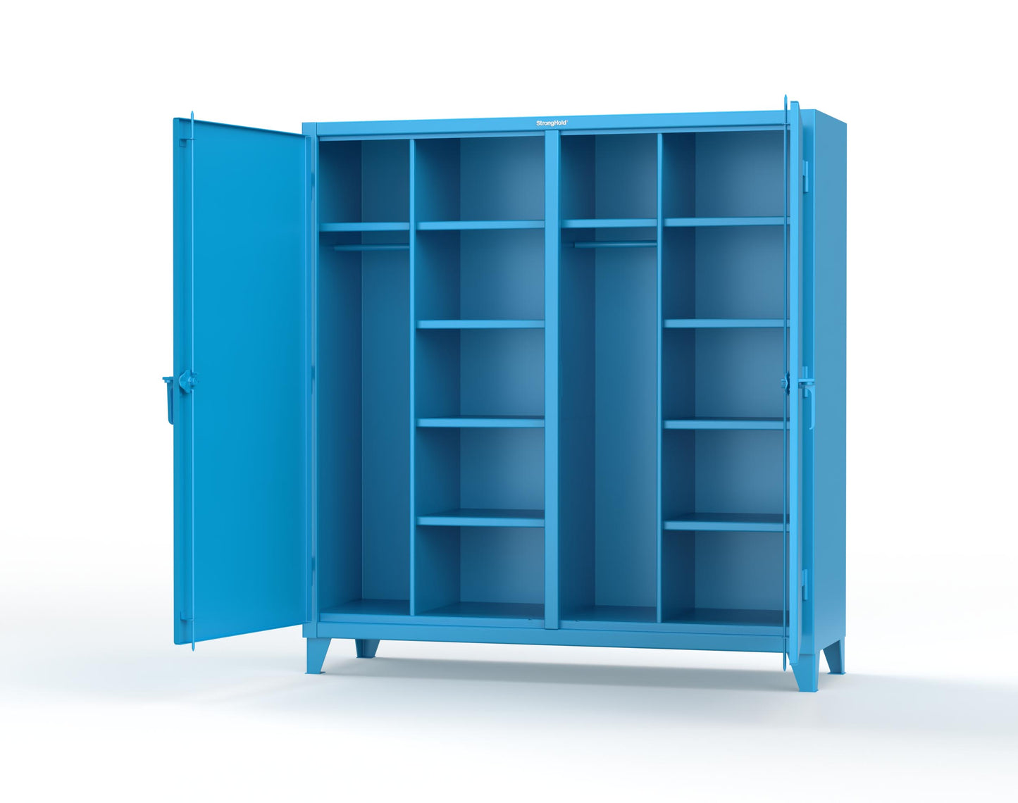 Extreme Duty 12 GA Double Shift Uniform Cabinet with 10 Shelves - 72 In. W x 24 In. D x 78 In. H - 66-DSW-2410-5012
