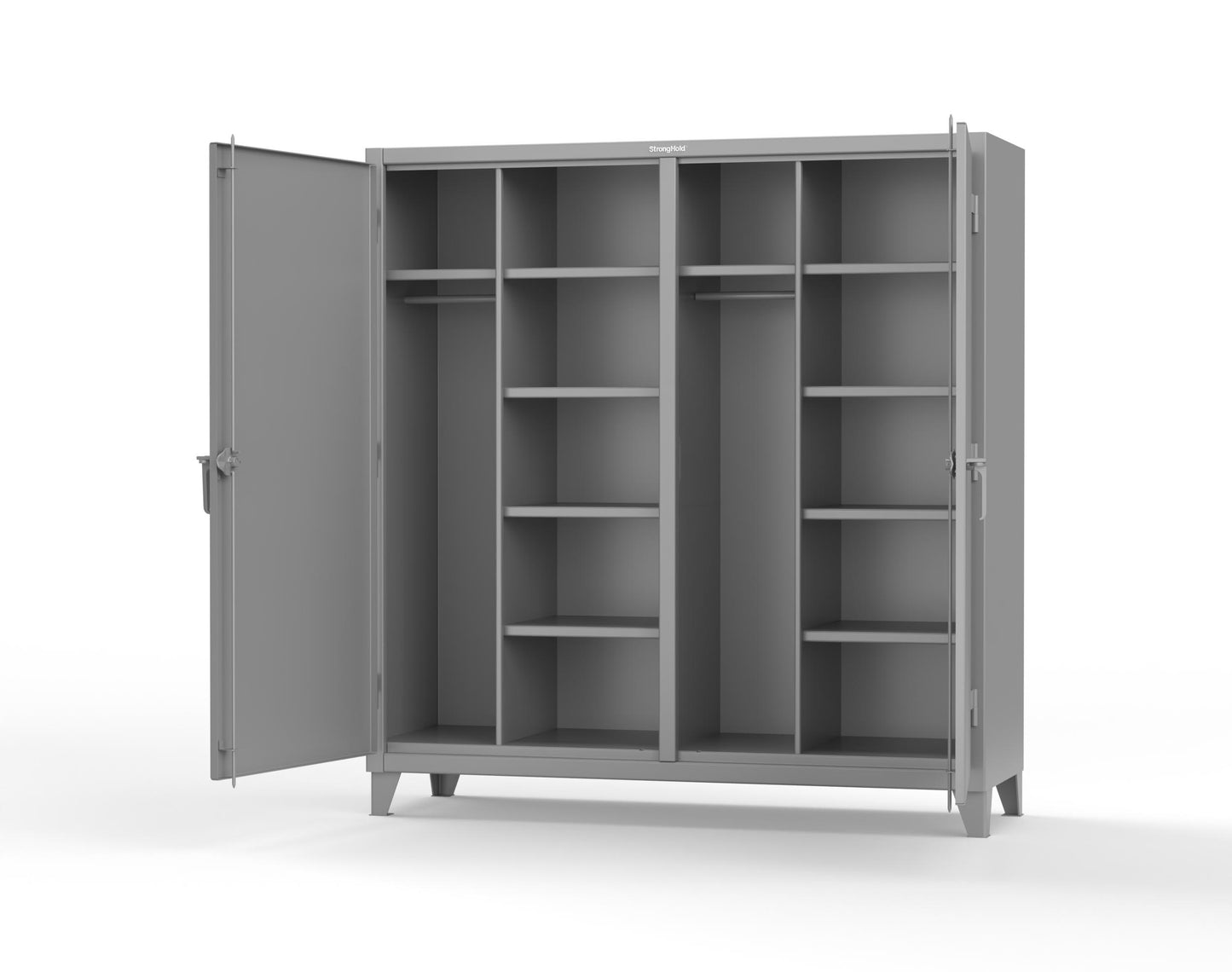 Extreme Duty 12 GA Double Shift Uniform Cabinet with 10 Shelves - 72 In. W x 24 In. D x 78 In. H - 66-DSW-2410-7037