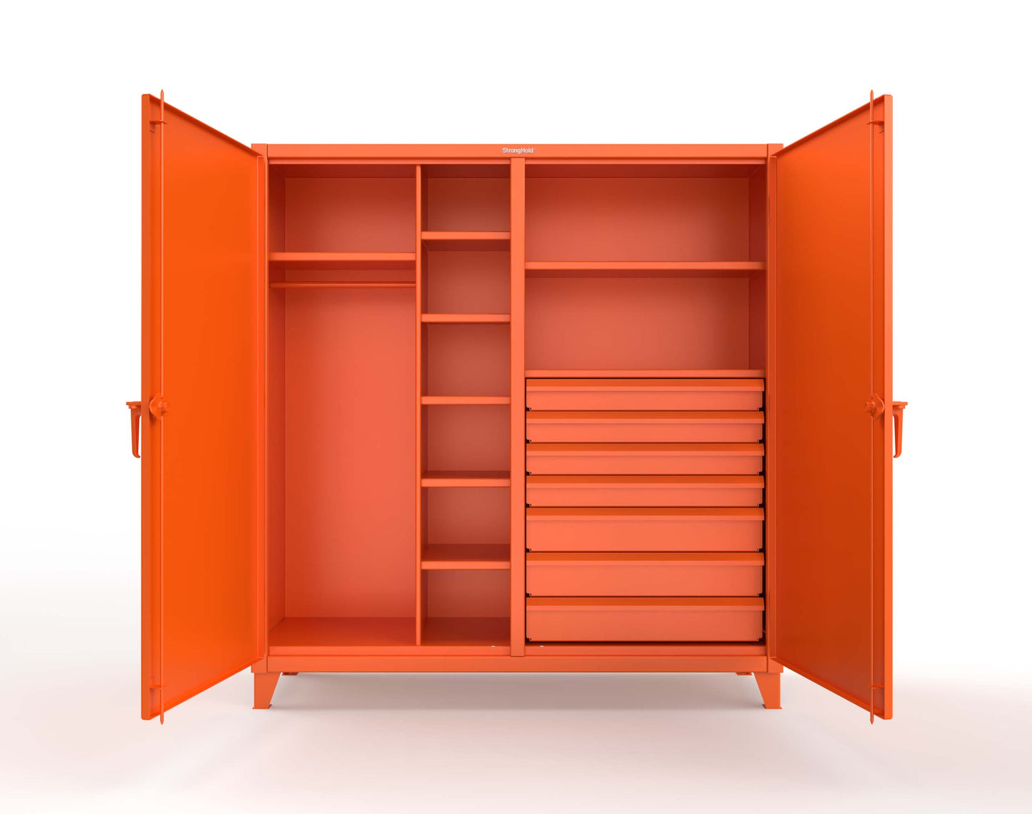 Extreme Duty 12 GA Double Shift Uniform Cabinet with 7 Drawers, 7 Shelves - 72 In. W x 24 In. D x 78 In. H - 66-DSW-247-7DB-2009