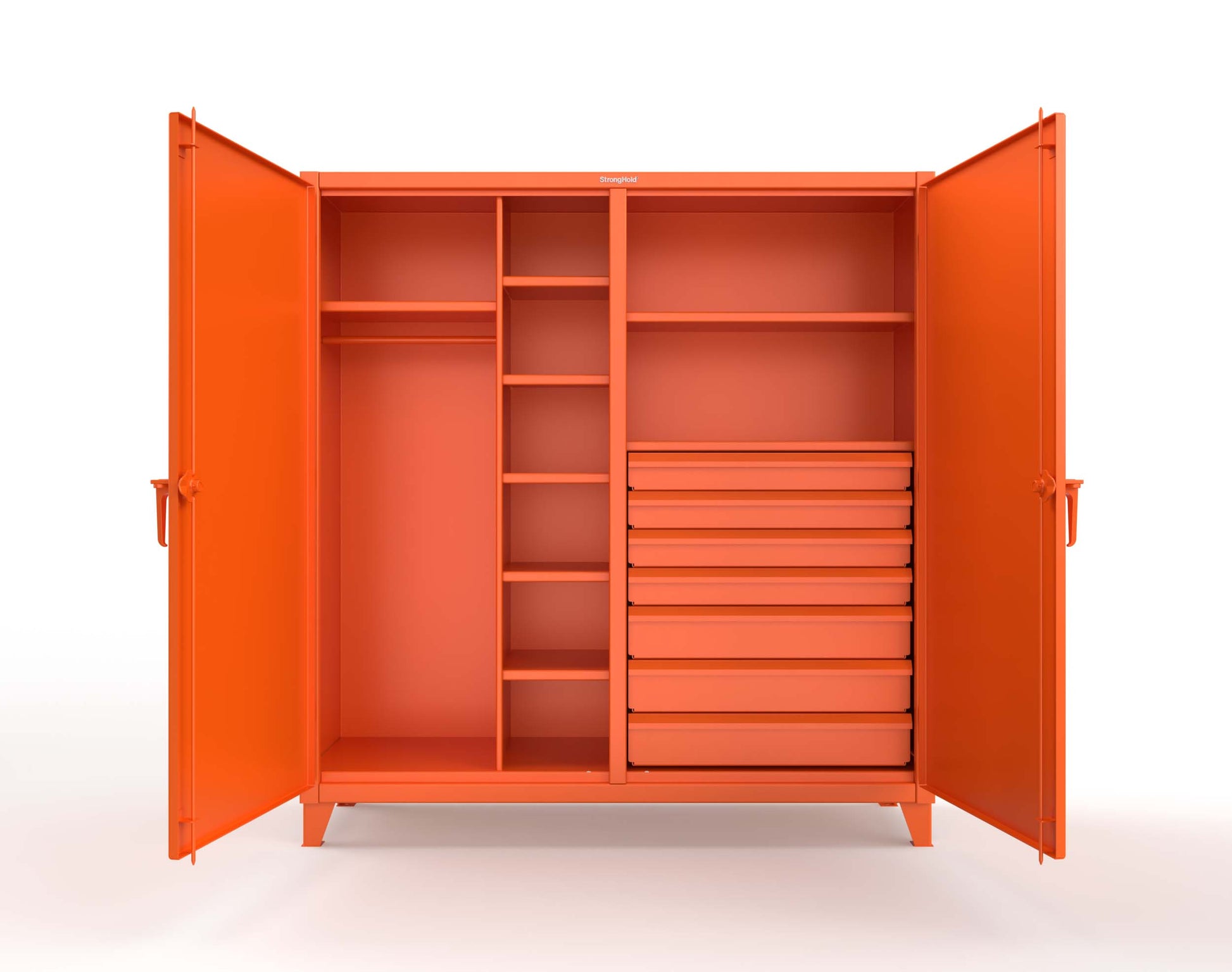 Extreme Duty 12 GA Double Shift Uniform Cabinet with 7 Drawers, 7 Shelves - 72 In. W x 24 In. D x 78 In. H - 66-DSW-247-7DB-2009