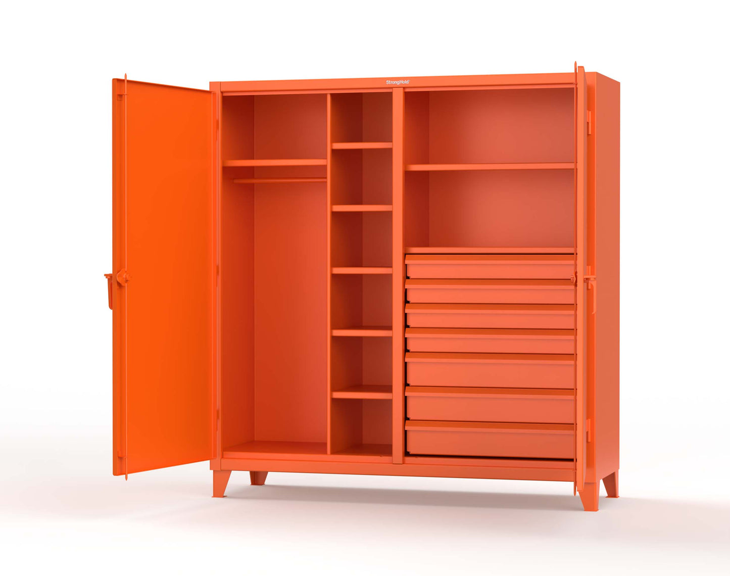 Extreme Duty 12 GA Double Shift Uniform Cabinet with 7 Drawers, 7 Shelves - 72 In. W x 24 In. D x 78 In. H - 66-DSW-247-7DB-2009