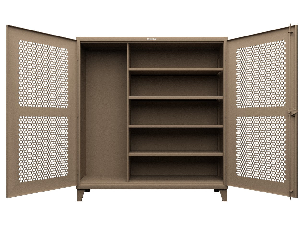 Extreme Duty 12 GA Ventilated (Hex) Janitorial Cabinet with 4 Shelves - 72 In. W x 24 In. D x 78 In. H - 66-H-BC-244-1019