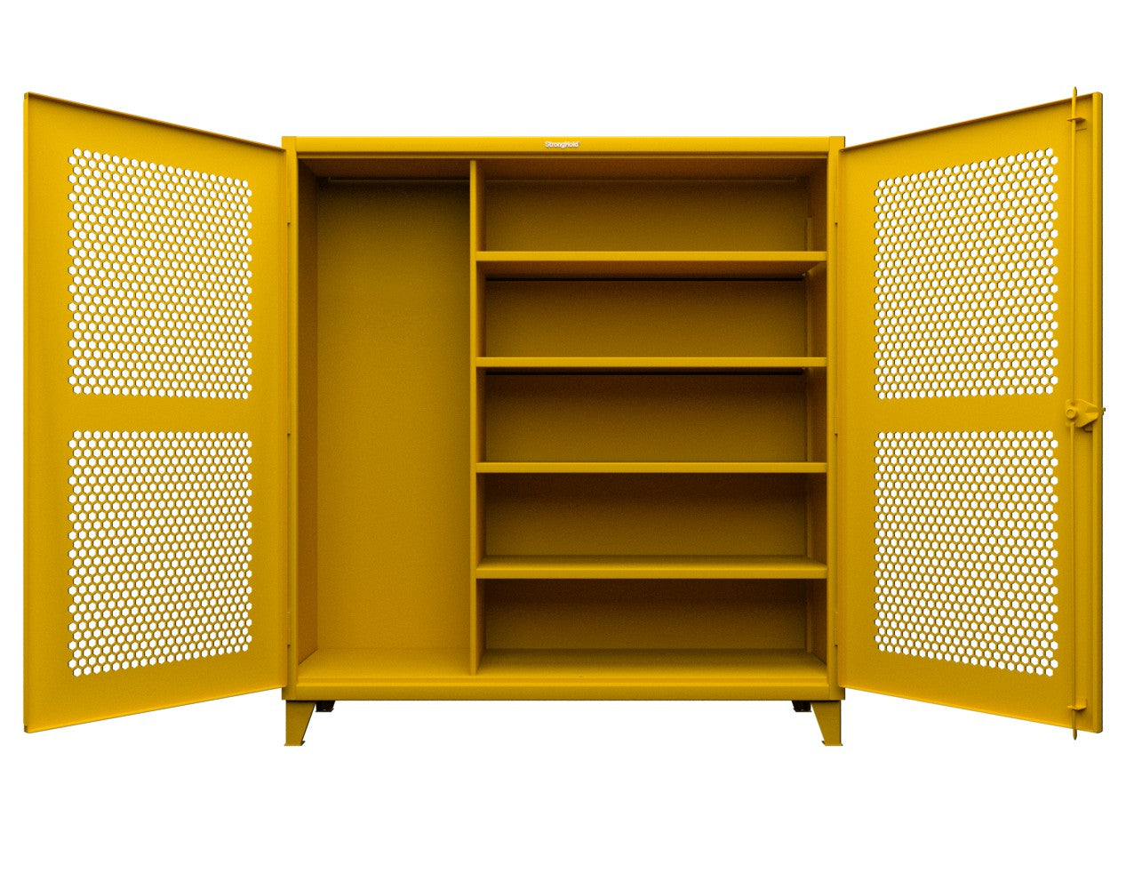 Extreme Duty 12 GA Ventilated (Hex) Janitorial Cabinet with 4 Shelves - 72 In. W x 24 In. D x 78 In. H - 66-H-BC-244-1021