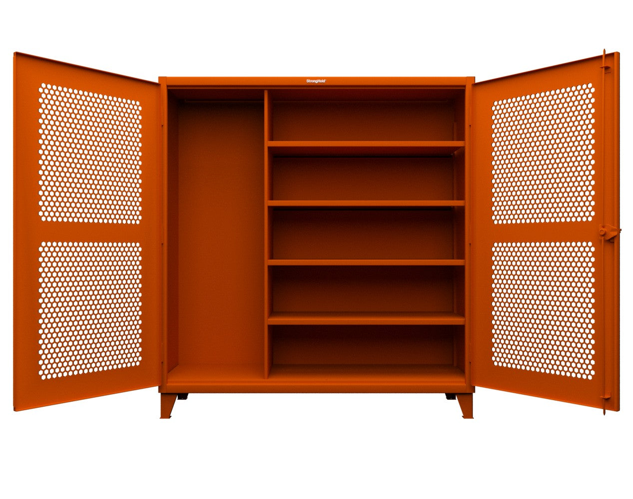 Extreme Duty 12 GA Ventilated (Hex) Janitorial Cabinet with 4 Shelves - 72 In. W x 24 In. D x 78 In. H - 66-H-BC-244-2009