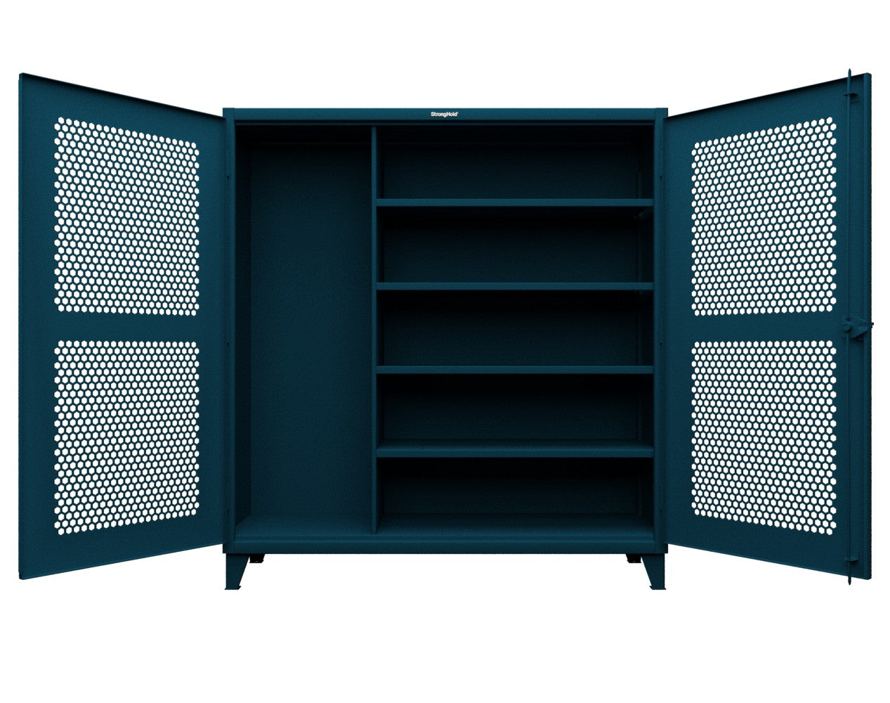 Extreme Duty 12 GA Ventilated (Hex) Janitorial Cabinet with 4 Shelves - 72 In. W x 24 In. D x 78 In. H - 66-H-BC-244-5001