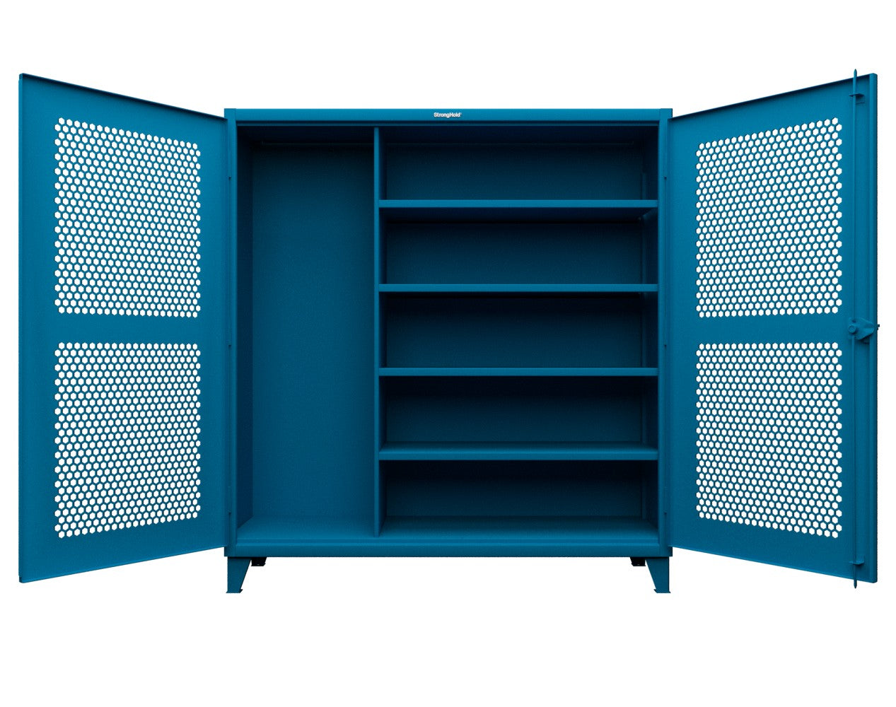 Extreme Duty 12 GA Ventilated (Hex) Janitorial Cabinet with 4 Shelves - 72 In. W x 24 In. D x 78 In. H - 66-H-BC-244-5012
