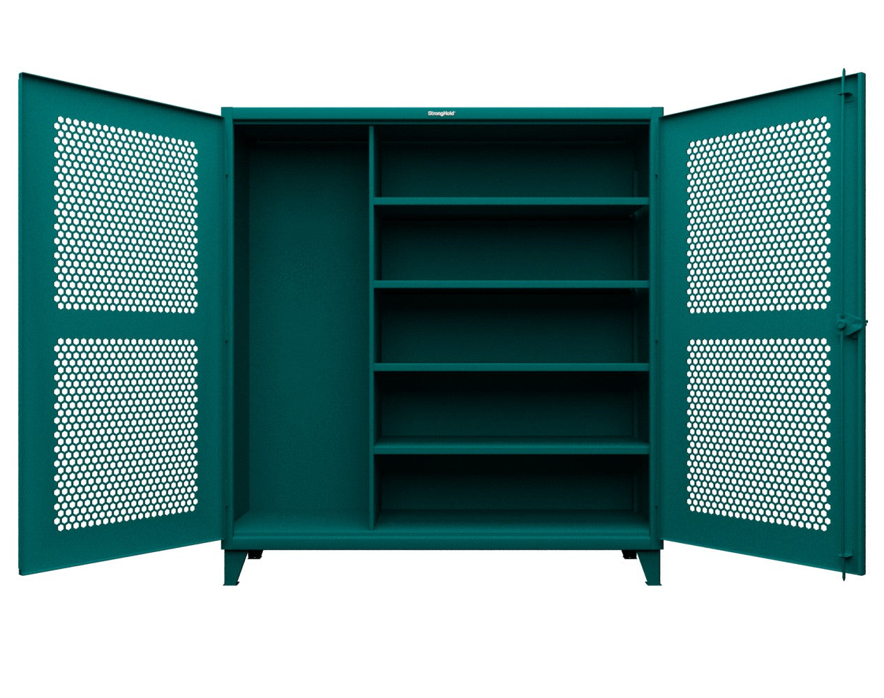 Extreme Duty 12 GA Ventilated (Hex) Janitorial Cabinet with 4 Shelves - 72 In. W x 24 In. D x 78 In. H - 66-H-BC-244-5021