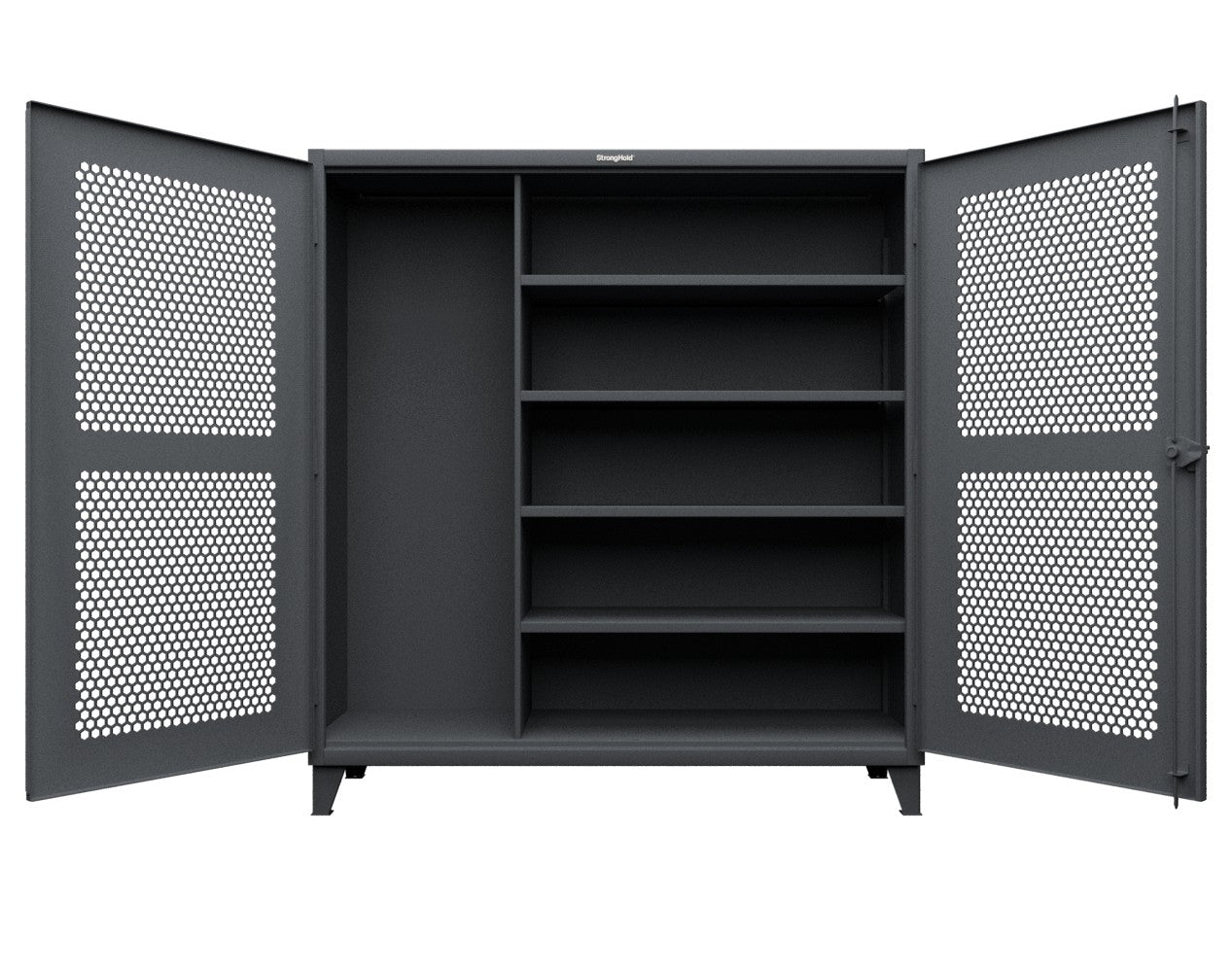 Extreme Duty 12 GA Ventilated (Hex) Janitorial Cabinet with 4 Shelves - 72 In. W x 24 In. D x 78 In. H - 66-H-BC-244-7024