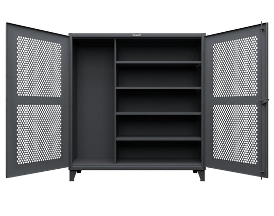 Extreme Duty 12 GA Ventilated (Hex) Janitorial Cabinet with 4 Shelves - 72 In. W x 24 In. D x 78 In. H - 66-H-BC-244-7024