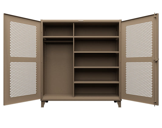 Extreme Duty 12 GA Ventilated (Hex) Uniform Cabinet with 5 Shelves - 72 In. W x 24 In. D x 78 In. H