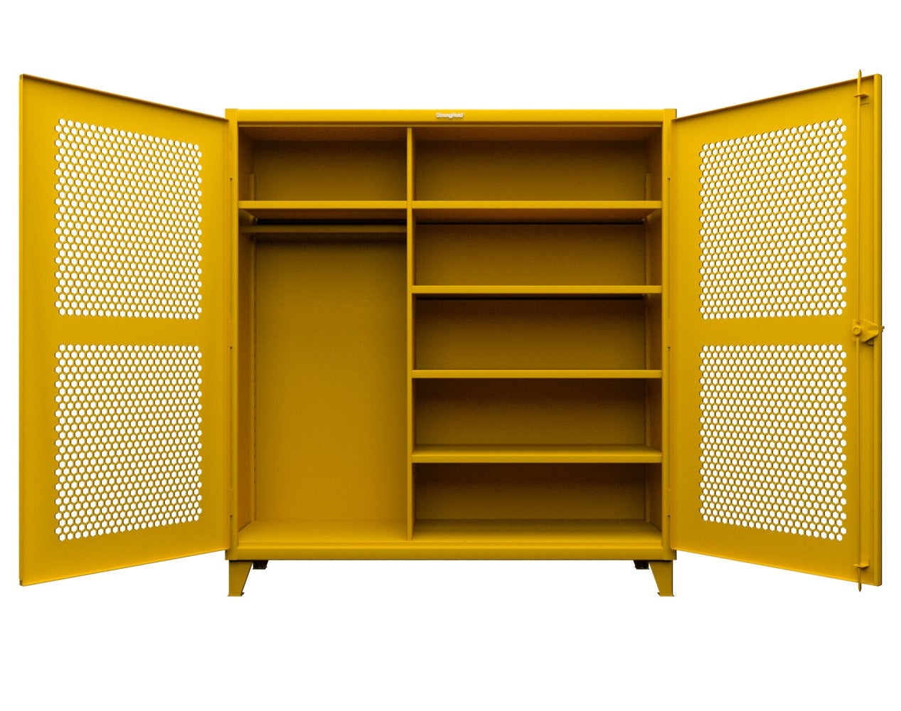 Extreme Duty 12 GA Ventilated (Hex) Uniform Cabinet with 5 Shelves - 72 In. W x 24 In. D x 78 In. H