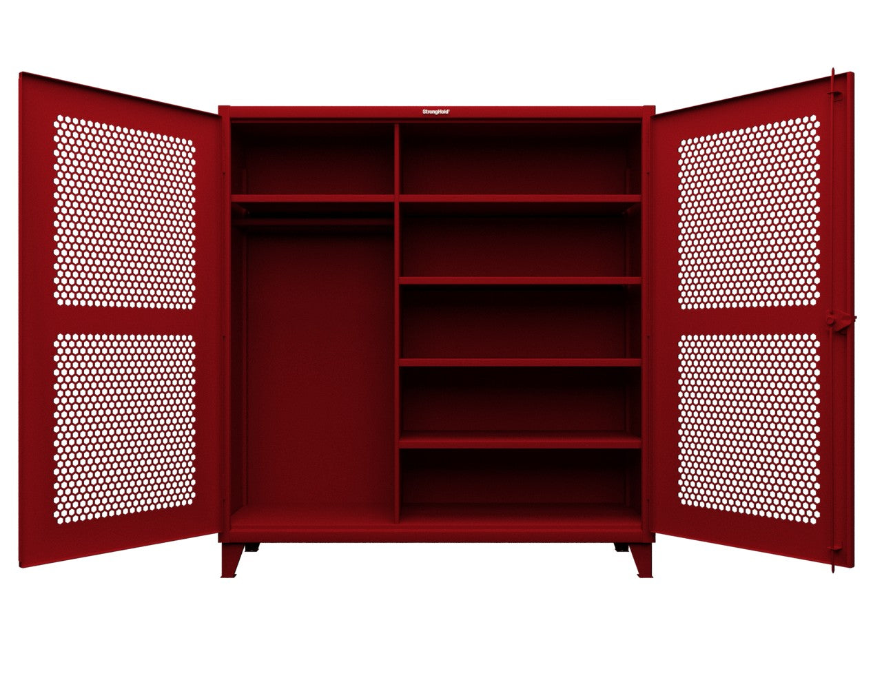 Extreme Duty 12 GA Ventilated (Hex) Uniform Cabinet with 5 Shelves - 72 In. W x 24 In. D x 78 In. H