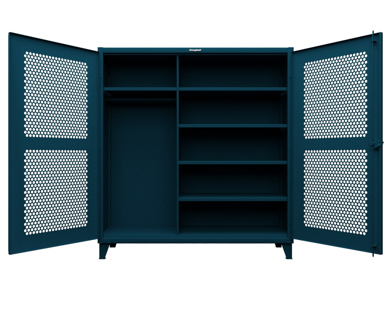 Extreme Duty 12 GA Ventilated (Hex) Uniform Cabinet with 5 Shelves - 72 In. W x 24 In. D x 78 In. H