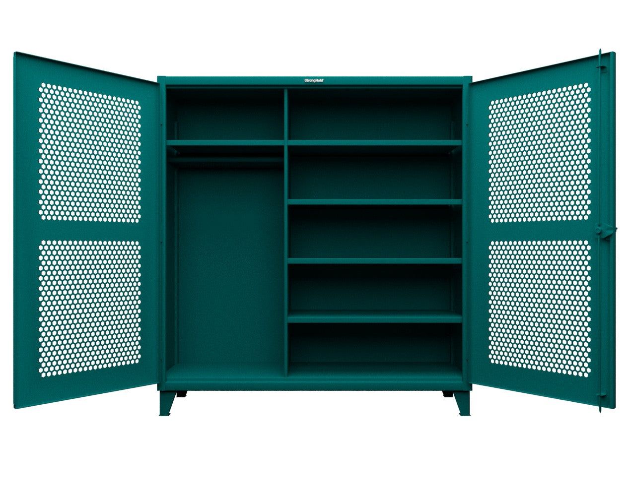 Extreme Duty 12 GA Ventilated (Hex) Uniform Cabinet with 5 Shelves - 72 In. W x 24 In. D x 78 In. H