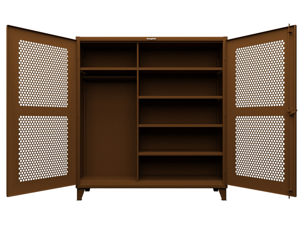 Extreme Duty 12 GA Ventilated (Hex) Uniform Cabinet with 5 Shelves - 72 In. W x 24 In. D x 78 In. H