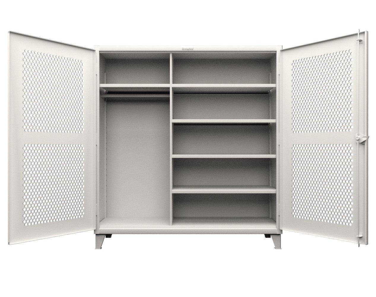Extreme Duty 12 GA Ventilated (Hex) Uniform Cabinet with 5 Shelves - 72 In. W x 24 In. D x 78 In. H