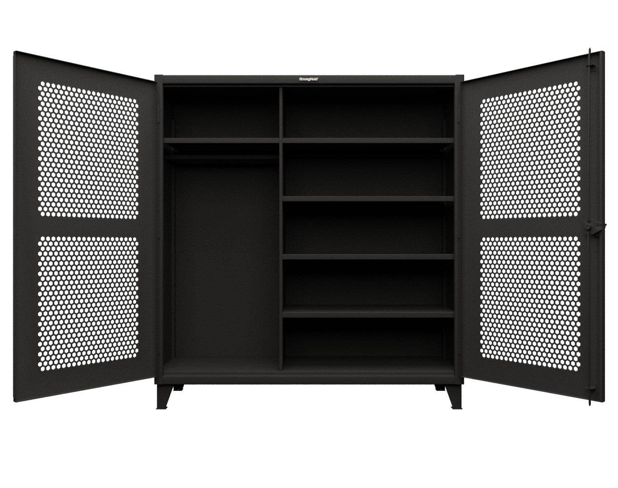 Extreme Duty 12 GA Ventilated (Hex) Uniform Cabinet with 5 Shelves - 72 In. W x 24 In. D x 78 In. H