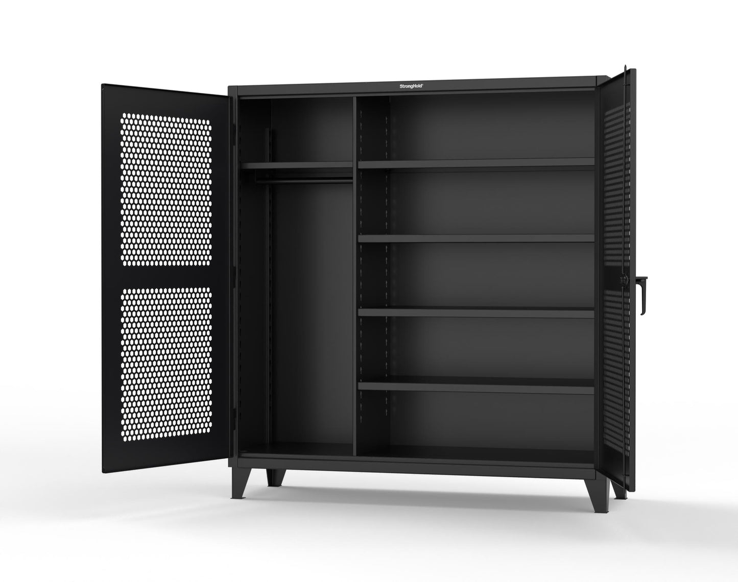 Extreme Duty 12 GA Ventilated (Hex) Uniform Cabinet with 5 Shelves - 72 In. W x 24 In. D x 78 In. H - 66-H-W-245-9005