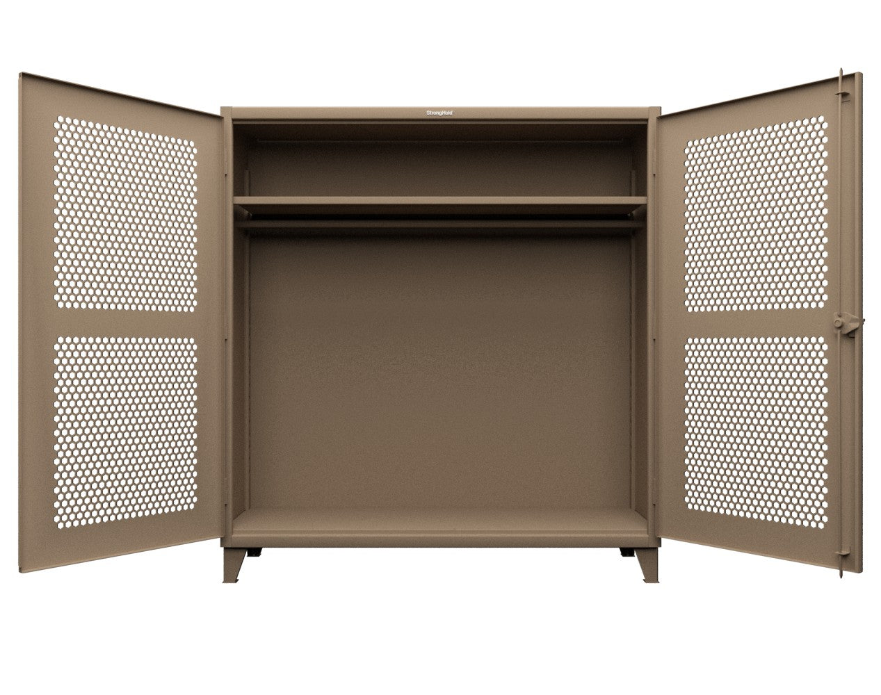 Extreme Duty 12 GA Ventilated (Hex) Uniform Cabinet with Hanger Rod, 1 Shelf - 72 In. W x 24 In. D x 78 In. H