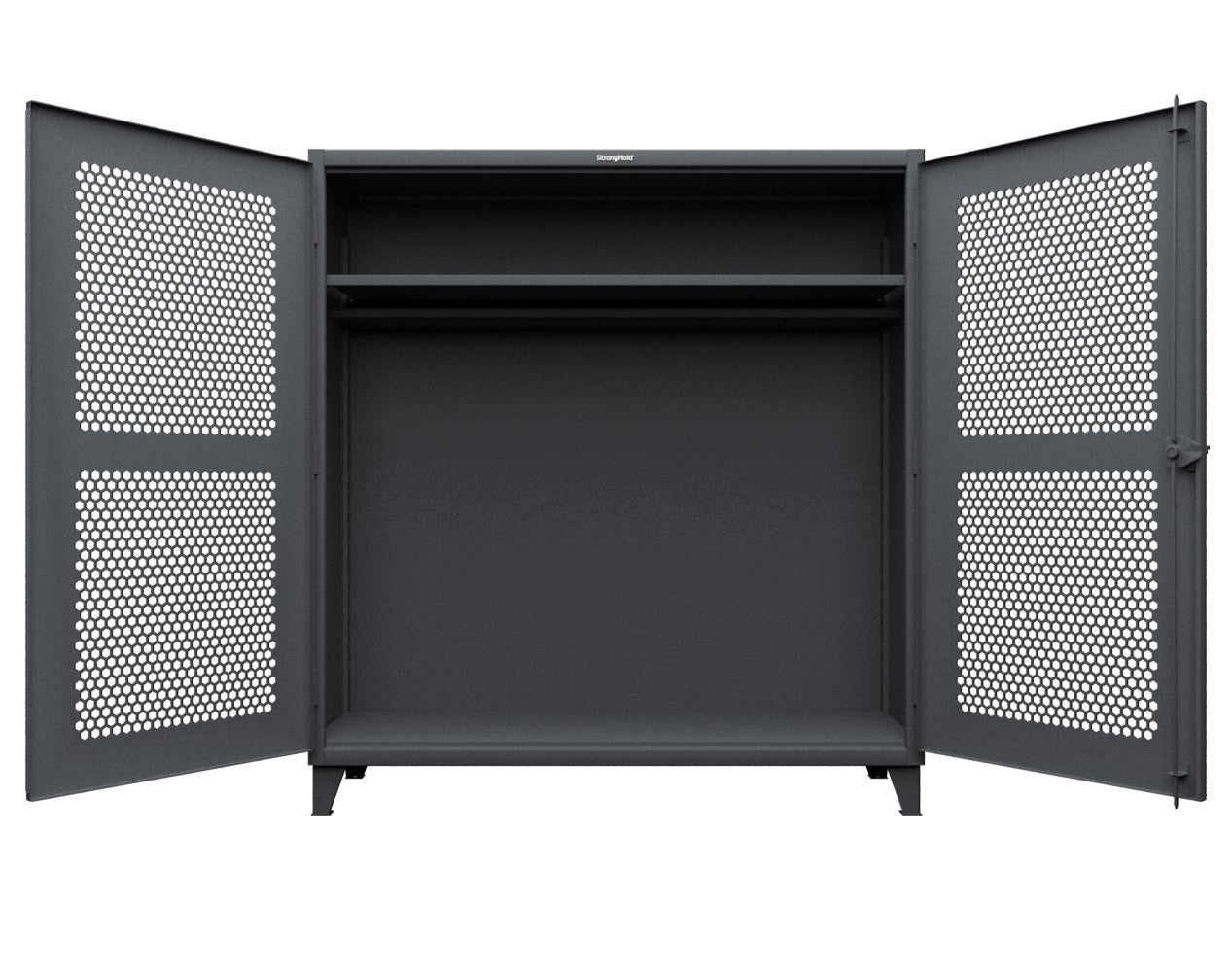 Extreme Duty 12 GA Ventilated (Hex) Uniform Cabinet with Hanger Rod, 1 Shelf - 72 In. W x 24 In. D x 78 In. H