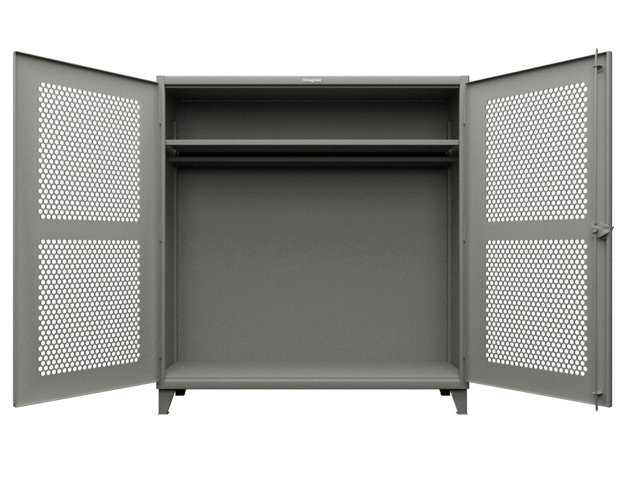 Extreme Duty 12 GA Ventilated (Hex) Uniform Cabinet with Hanger Rod, 1 Shelf - 72 In. W x 24 In. D x 78 In. H