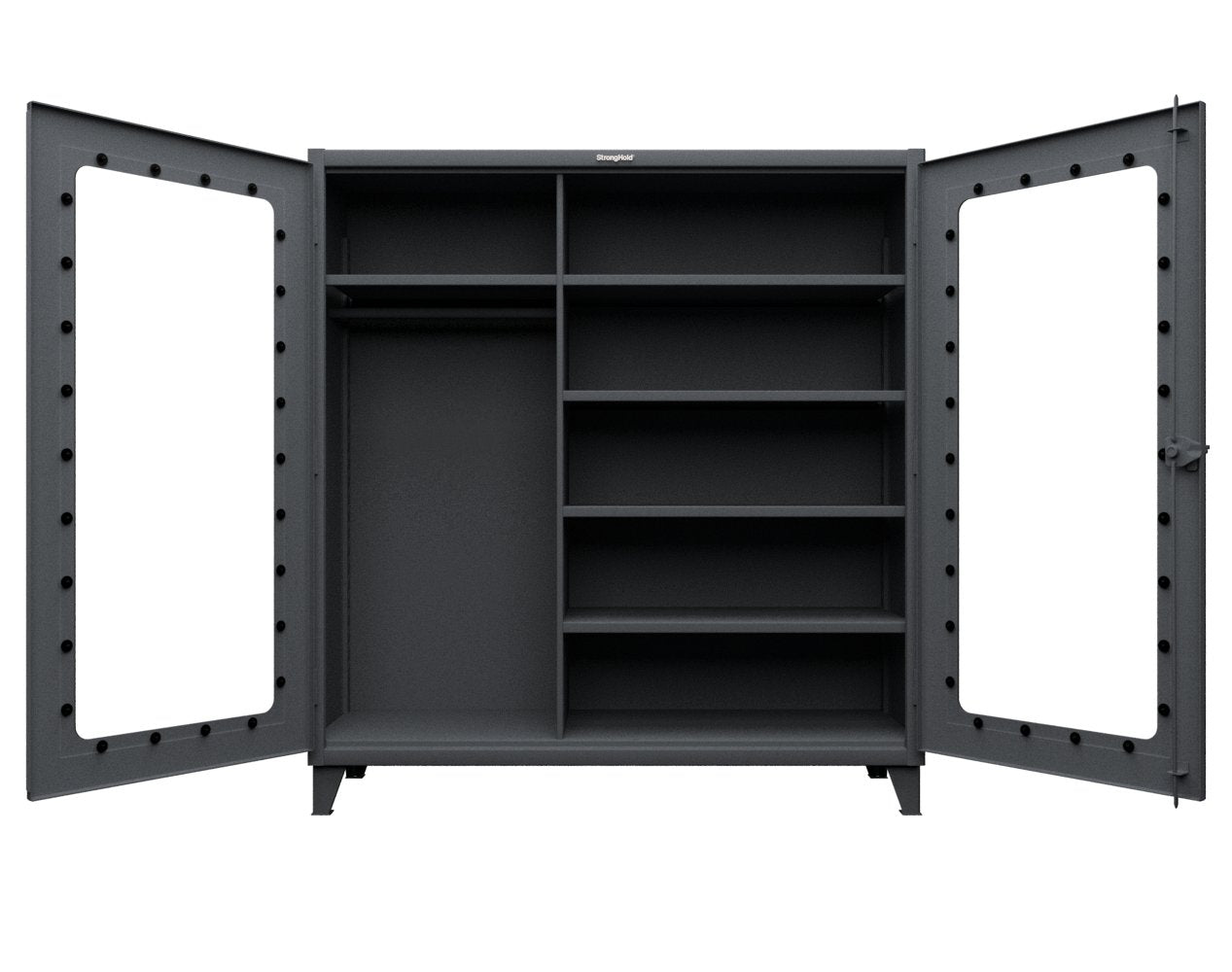 Extreme Duty 12 GA Clear View Uniform Cabinet with 5 Shelves - 72 In. W x 24 In. D x 78 In. H