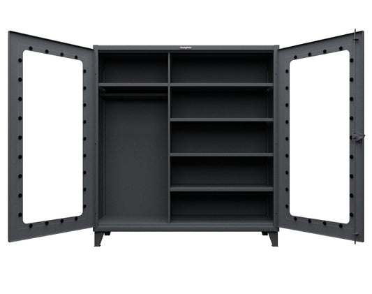 Extreme Duty 12 GA Clear View Uniform Cabinet with 5 Shelves - 72 In. W x 24 In. D x 78 In. H