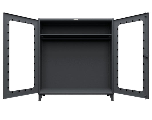 Extreme Duty 12 GA Clear View Uniform Cabinet with Hanger Rod, 1 Shelf - 72 In. W x 24 In. D x 78 In. H