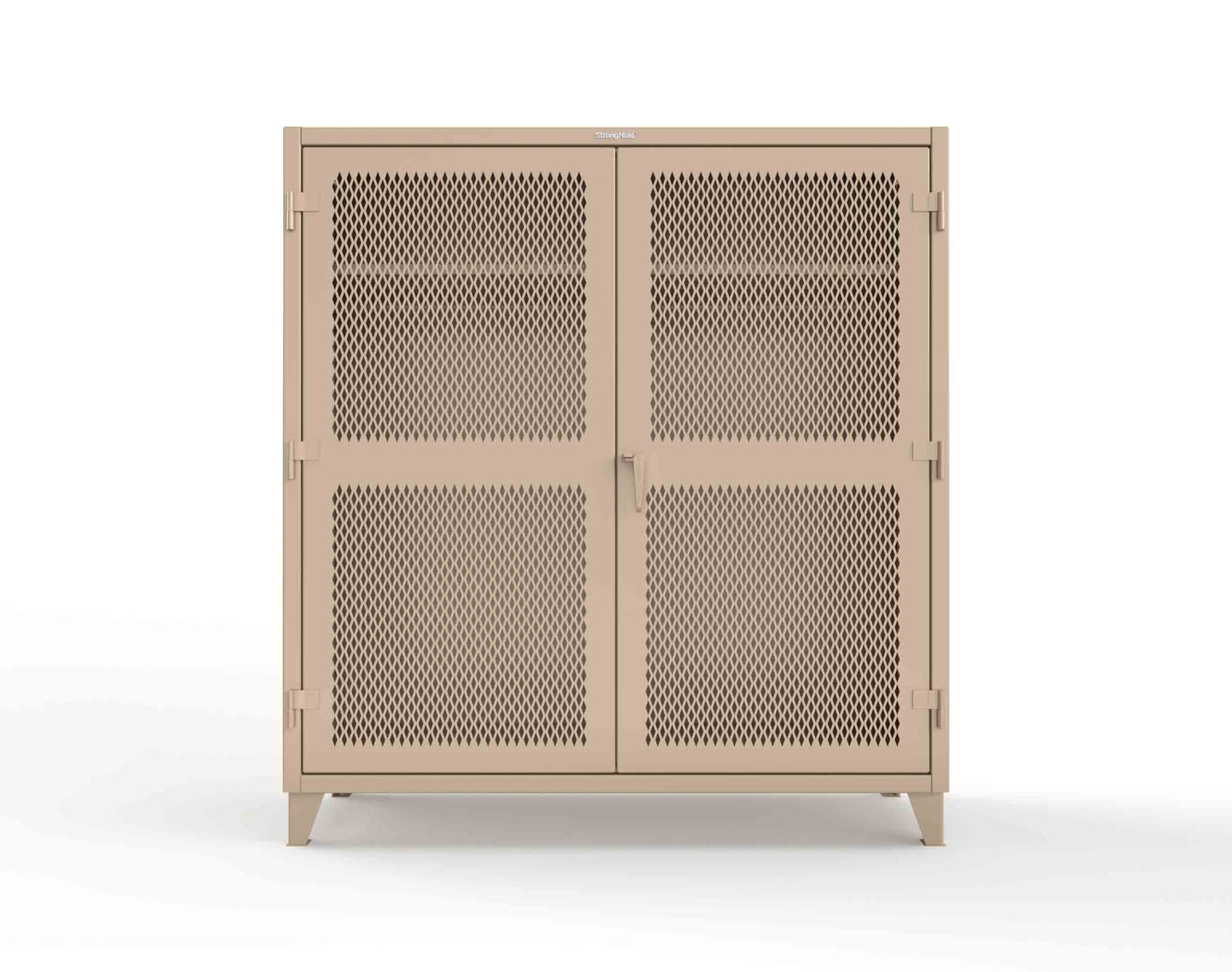 Extreme Duty 12 GA Ventilated (Diamond) Uniform Cabinet with Hanger Rod, 1 Shelf - 72 In. W x 24 In. D x 78 In. H - 66-V-WR-241-1019