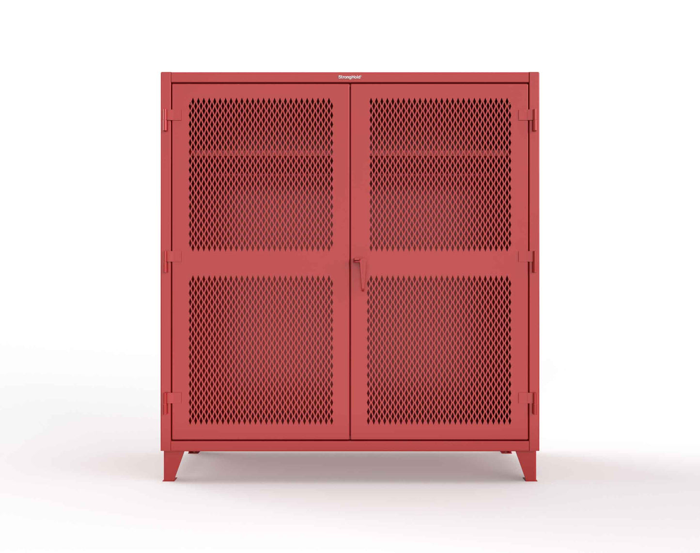 Extreme Duty 12 GA Ventilated (Diamond) Uniform Cabinet with Hanger Rod, 1 Shelf - 72 In. W x 24 In. D x 78 In. H - 66-V-WR-241-3001