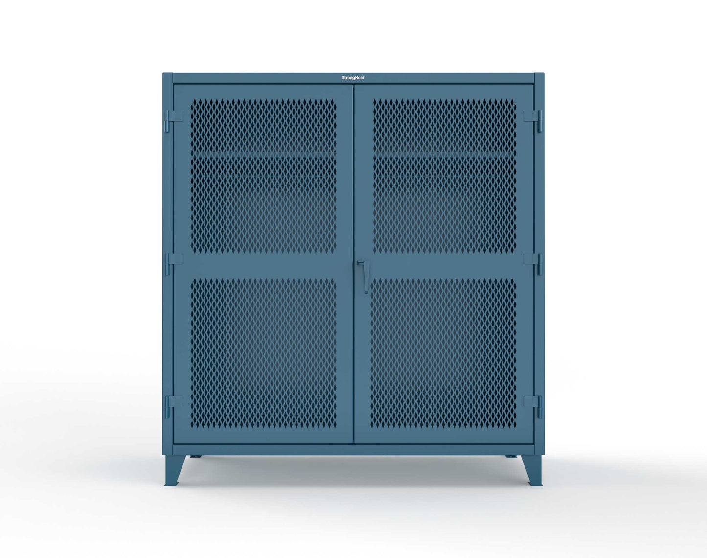 Extreme Duty 12 GA Ventilated (Diamond) Uniform Cabinet with Hanger Rod, 1 Shelf - 72 In. W x 24 In. D x 78 In. H - 66-V-WR-241-5001