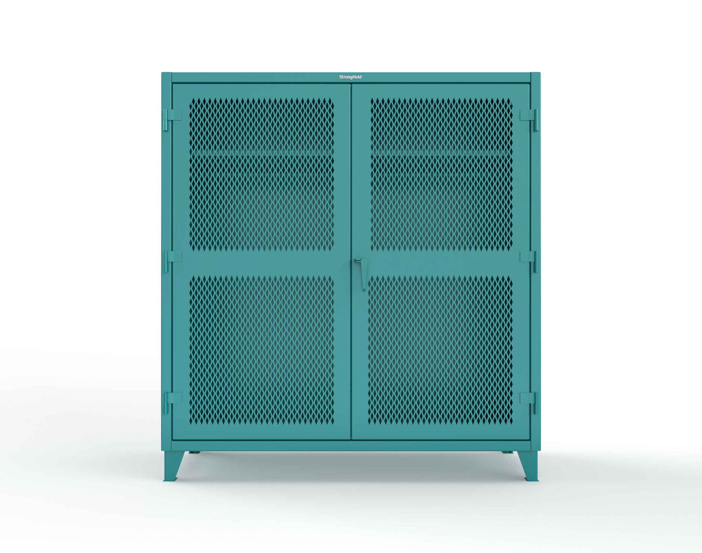 Extreme Duty 12 GA Ventilated (Diamond) Uniform Cabinet with Hanger Rod, 1 Shelf - 72 In. W x 24 In. D x 78 In. H - 66-V-WR-241-5021