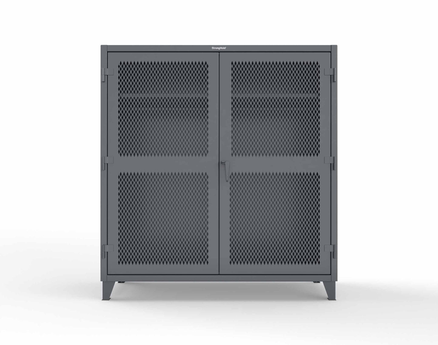 Extreme Duty 12 GA Ventilated (Diamond) Uniform Cabinet with Hanger Rod, 1 Shelf - 72 In. W x 24 In. D x 78 In. H - 66-V-WR-241-7024