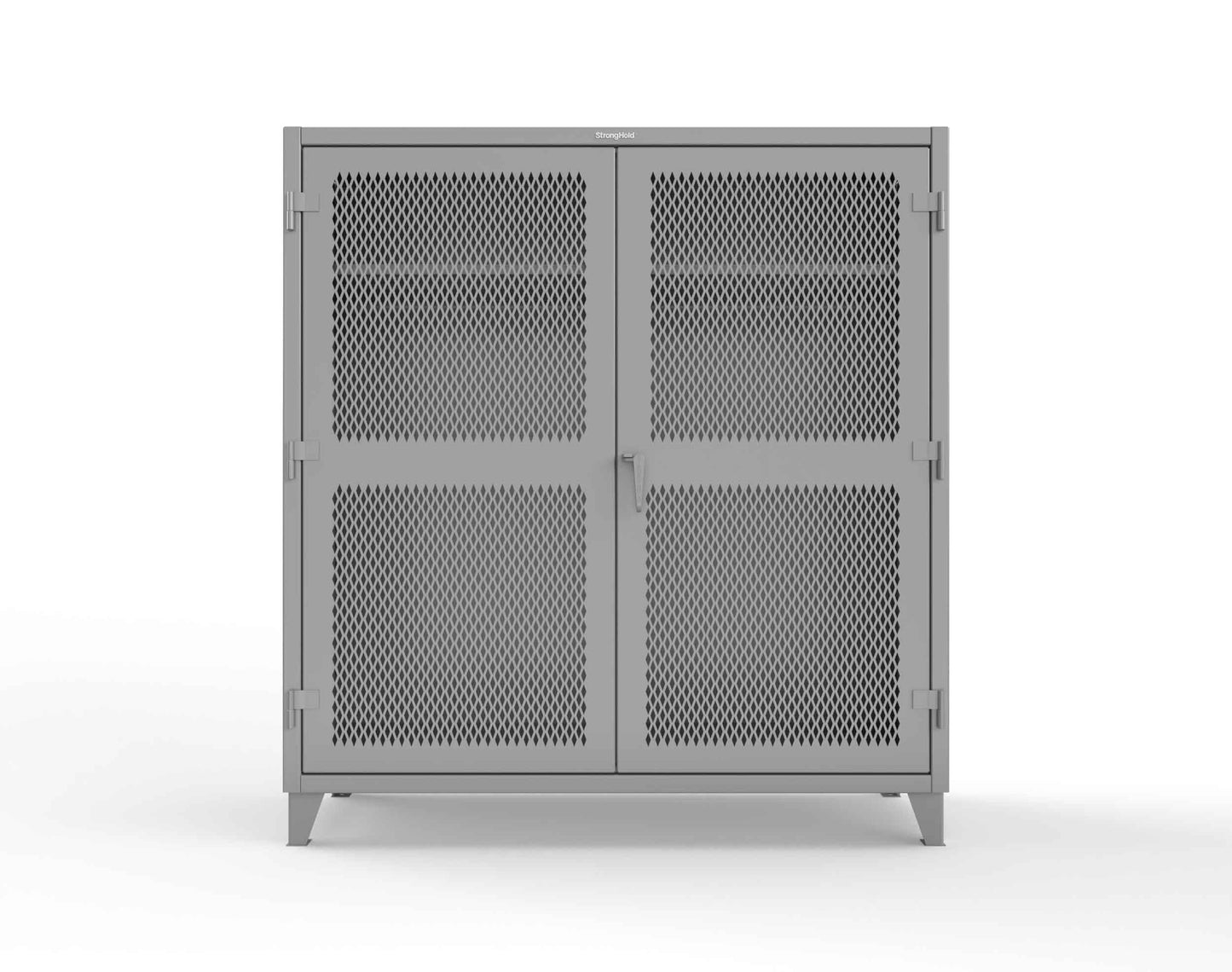 Extreme Duty 12 GA Ventilated (Diamond) Uniform Cabinet with Hanger Rod, 1 Shelf - 72 In. W x 24 In. D x 78 In. H - 66-V-WR-241-7037