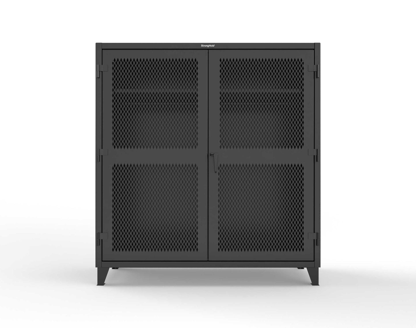 Extreme Duty 12 GA Ventilated (Diamond) Uniform Cabinet with Hanger Rod, 1 Shelf - 72 In. W x 24 In. D x 78 In. H - 66-V-WR-241-9005
