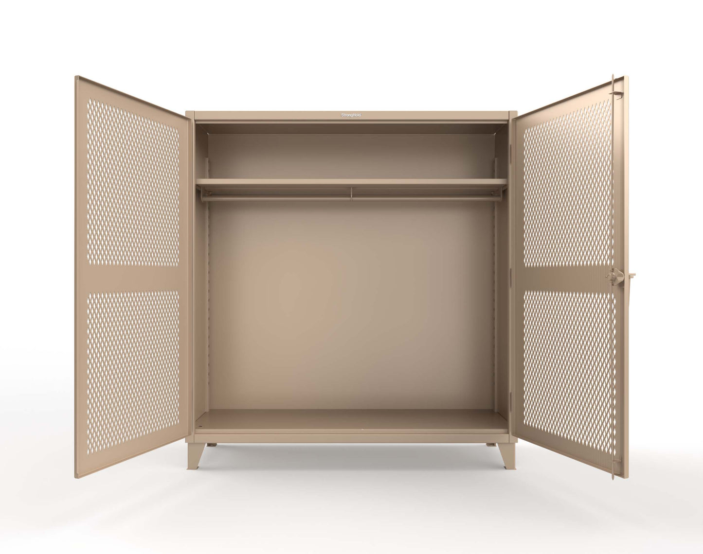Extreme Duty 12 GA Ventilated (Diamond) Uniform Cabinet with Hanger Rod, 1 Shelf - 72 In. W x 24 In. D x 78 In. H - 66-V-WR-241-1019
