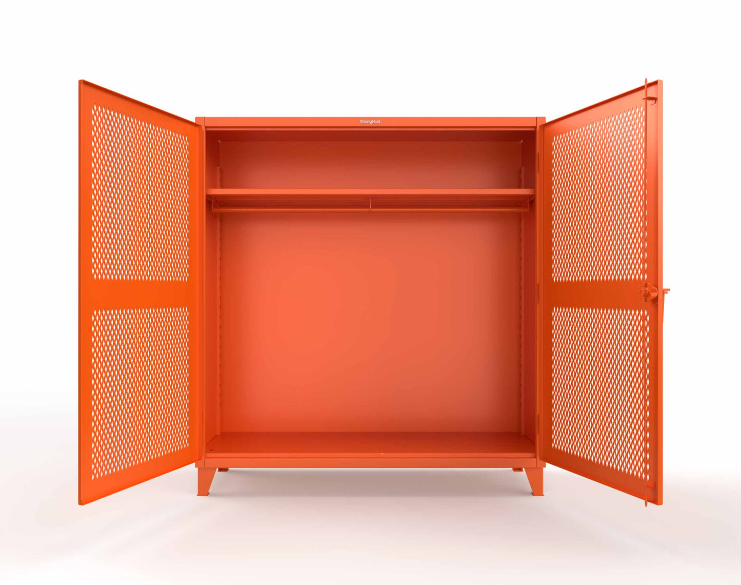 Extreme Duty 12 GA Ventilated (Diamond) Uniform Cabinet with Hanger Rod, 1 Shelf - 72 In. W x 24 In. D x 78 In. H - 66-V-WR-241-2009